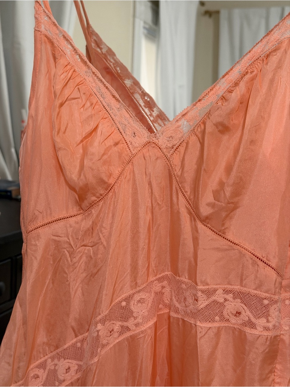 LoveShackFancy Idalia Lace-Trim Slip Maxi Dress - Sunkissed Coral SZ 8 NWT - Picture 8 of 8